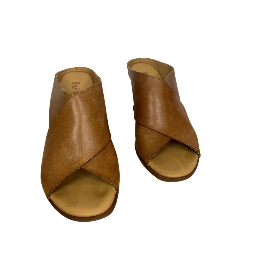 Korks Madera Criss cross leather slide wedge 8